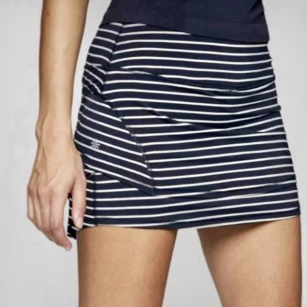 Athleta Stripe Stealth TruCool Tennis Golf Skirt Skort Blue White 210121 Size M